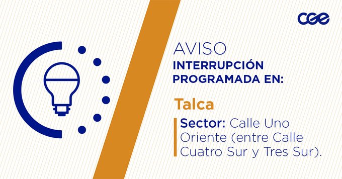 Talca: CGE informa interrupción programada de luz para este martes