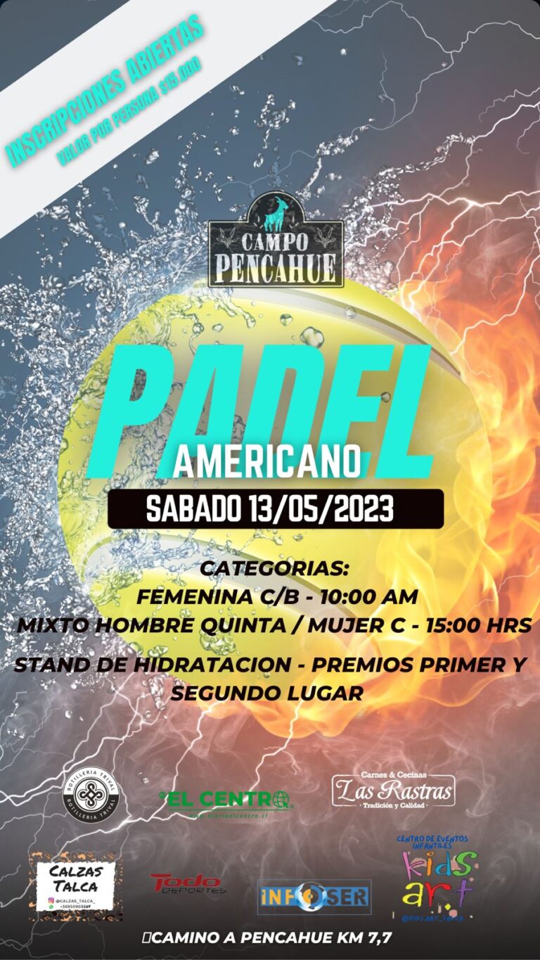 Campo Pencahue Sport organiza Torneo Americano de pádel este sábado 13 de mayo