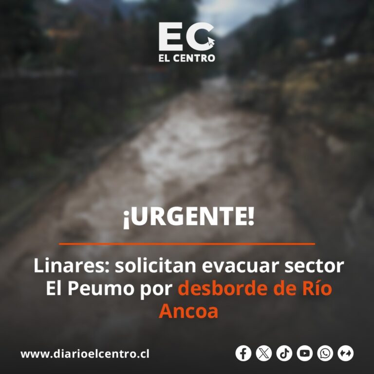 Urgente en Linares: por desborde de Río Ancoa llaman a evacuar sector El Peumo