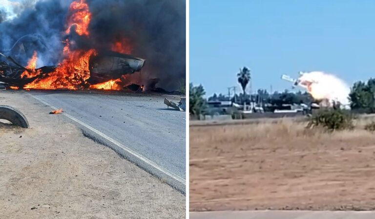 [video]Avioneta de Conaf cae sobre camión en Ruta 5 Sur cerca del km247