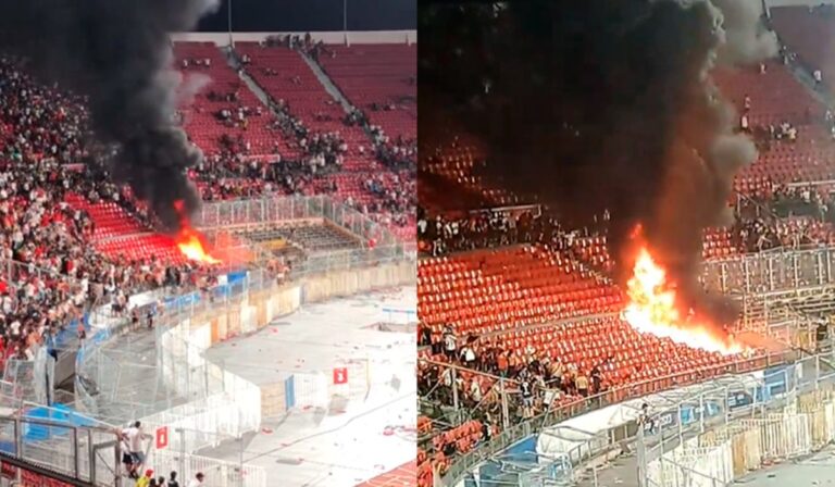 Hinchas se enfrentaron a Carabineros e incendiaron galería de Estadio Nacional