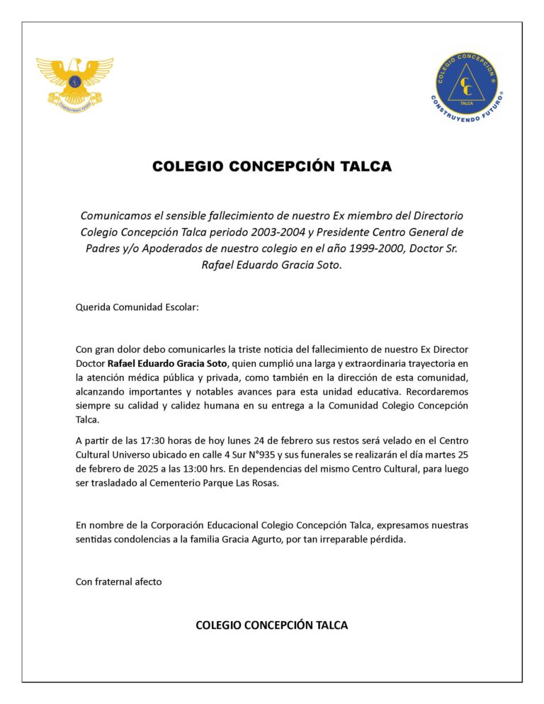 Se comunica el fallecimiento del Dr. Rafael Eduardo Gracia Soto