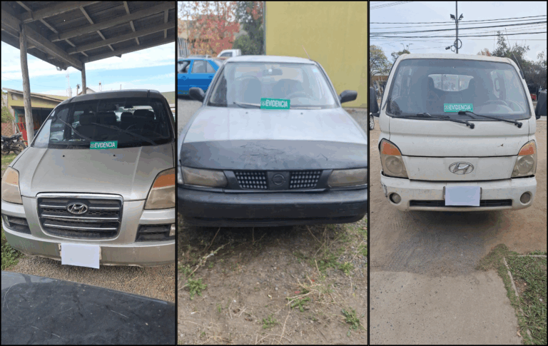 Vehículos robados en Santiago aparecen abandonados en Talca