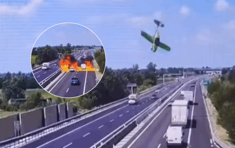 (VIDEO) Impactante accidente aéreo en Italia: avioneta se estrella en autopista y deja dos fallecidos